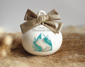 Boule en porcelaine ourson polaire personnalisable