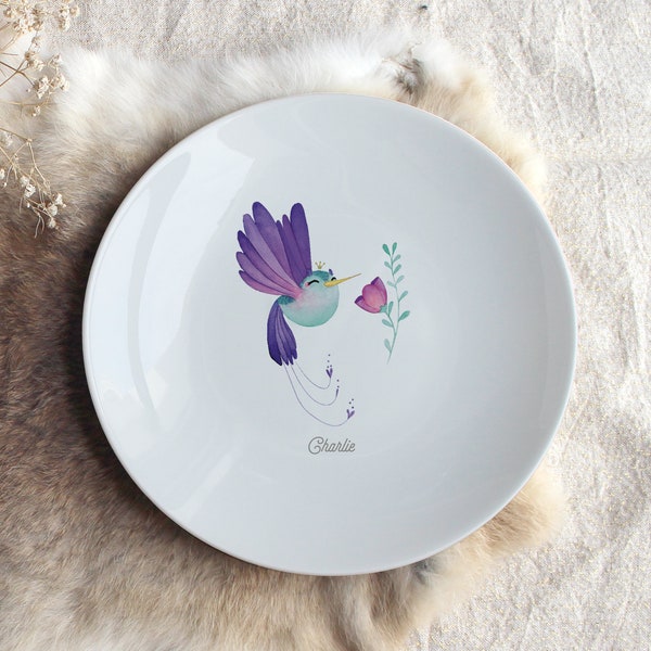 Assiette en porcelaine colibri (personnalisable)