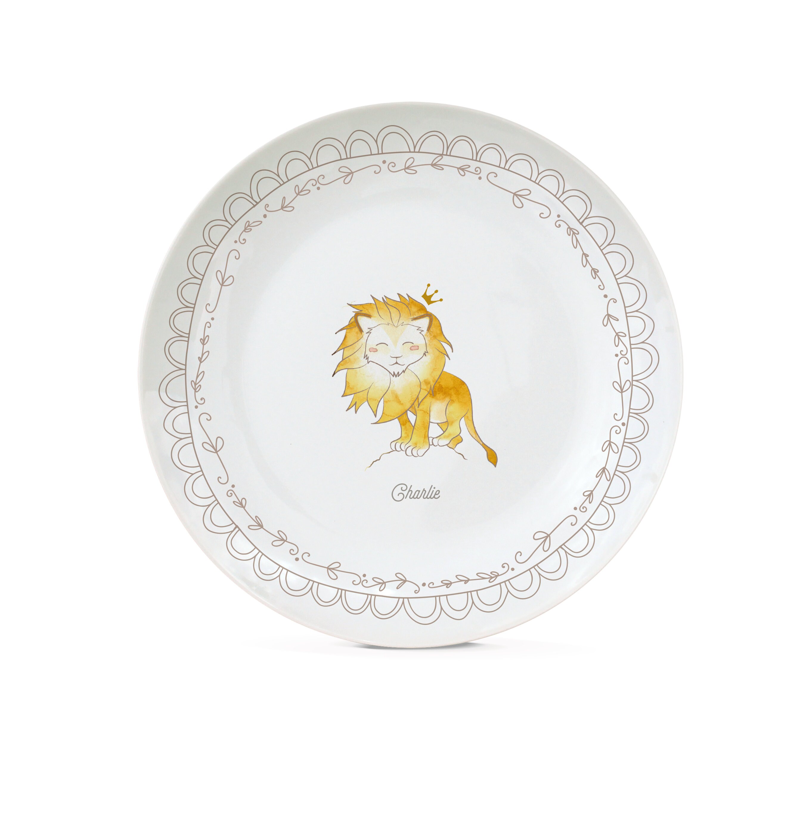 Assiette en Porcelaine Lion | Personnalisable