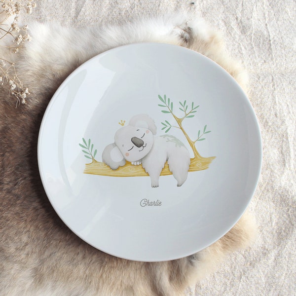 Assiette en porcelaine Koala sieste (personnalisable)