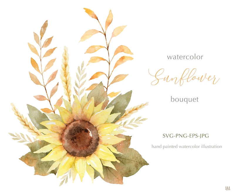 Download Watercolor Sunflower Floral Svg Clip Art. Sunflower ...