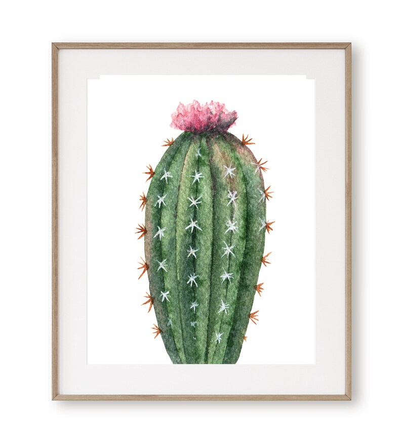 Watercolor Cactus Wall Art Print. Modern Boho Decor. South Etsy