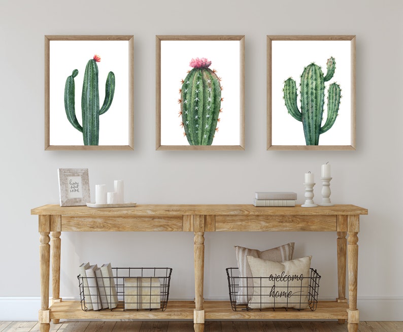 Watercolor Cactus Wall Art Print. Modern Boho Decor. South Etsy