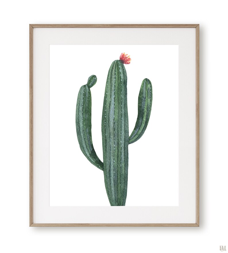 Watercolor Cactus Wall Art Print. Printable Digital Download. Etsy