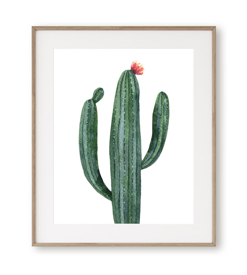 Watercolor Cactus Wall Art Print. Modern Boho Decor. South Etsy