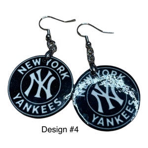 New York Yankees Earrings/NYY girl/Hardboard dangle/Yankees/sparkle/lightweight/unique/barillas boutique/gift for her/baseball earrings