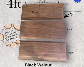 Black Walnut & Ambrosia Maple Hardwood Boards – 1” Thick, Custom Cut (1”–48” Length, 1”–8” Width) – Sanded, Optional Routed/Beveled Edge – S