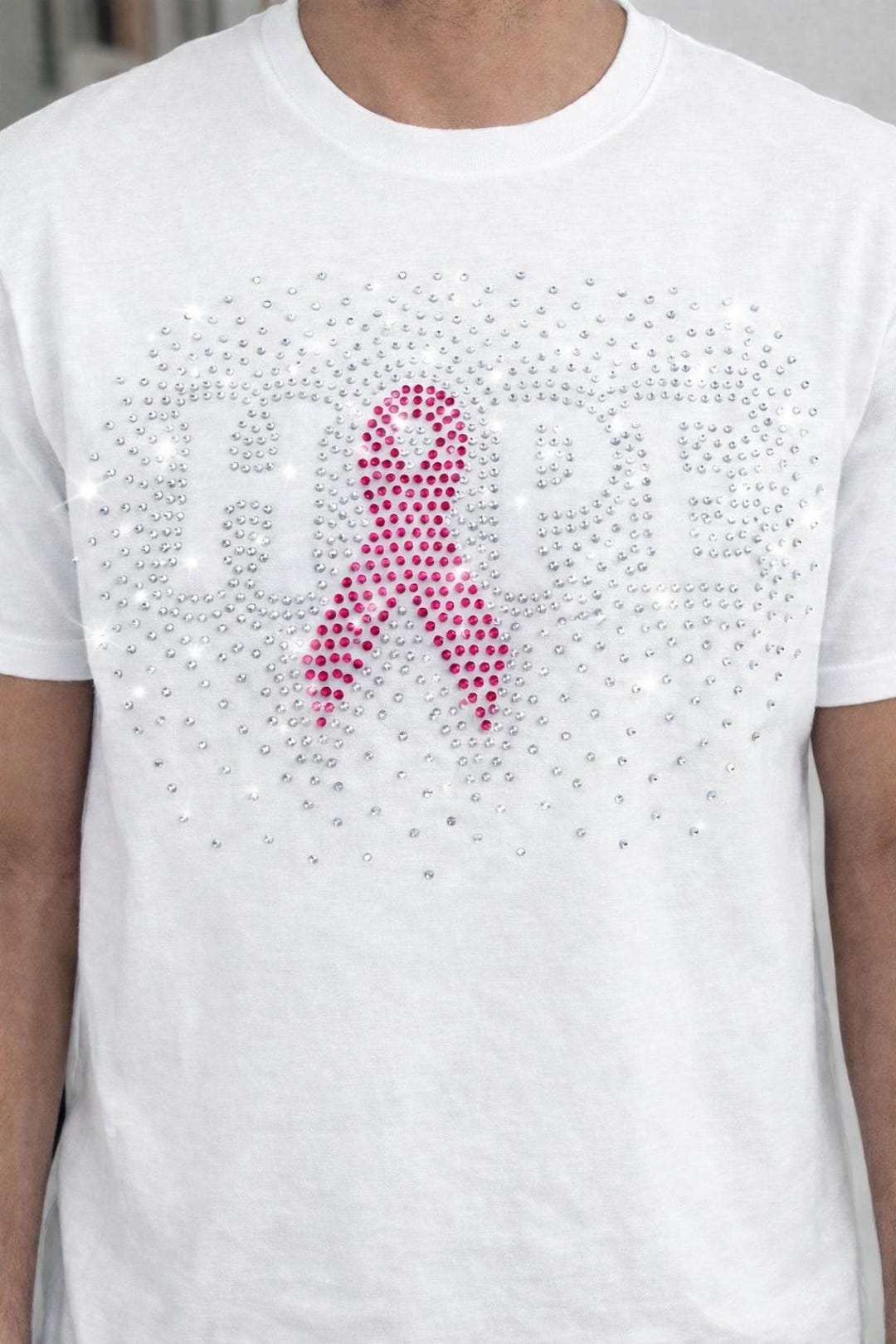 HOPE Rhinestone Breast Cancer Awareness Heat Transfer | Pink Ribbon ...
