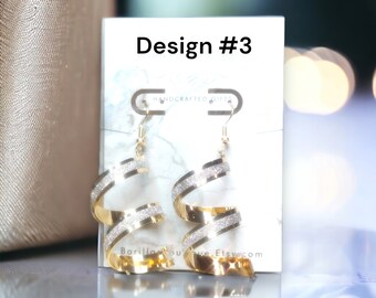 Golden Spiral Design With Sequins Decor Dangle Earrings Elegant Sexy Style Exquisite Female Gift/sparkly/glitter