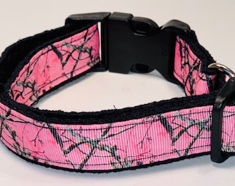Pink Camo Dog Collar with Side Release Clasp