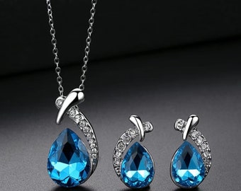 Exquisite Zircon Mermaid Earrings, Zircon Pendant Necklace, Banquet Wedding Jewelry, gift for her/rhinestone/sparkly/ gemstone