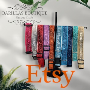 Sequin Sparkle Dog Collar | Adjustable XS–XL Glam Collar for Dogs | Matching Pet ID Tag Available | Barilla’s Boutique