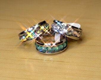 Glamour/Rhinestone/Bling ring/stainless steel/Silver/Genuine European Crystals/Sassy/Sparkly/barillas boutique/gifts for her/bling rings