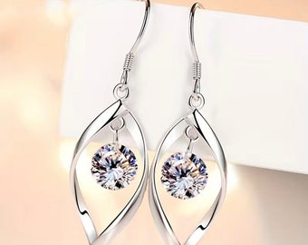 Zircon Decor Silvery Earrings, Bohemian Rotating Tassel Drop Earrings Jewelry For Women/gifts for her