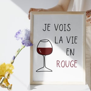 Printable Wine Lover Poster - La vie en Rouge