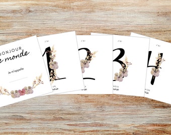 Baby milestone cards - Dried flowers theme