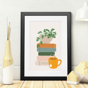 Printable book illustration poster for library