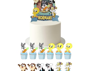 Looney Tunes Cake Topper, Cartoon Birthday Decoration, Baby Looney Tunes Cake Topper, Looney Tunes Birthday, Baby Shower Party