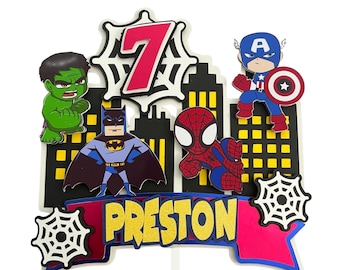 Superheroes Cake Topper, Cake Topper, Birthday Cake Topper, Superheroes Party, Superheroes Cake Topper, Superhero Birthday Topper