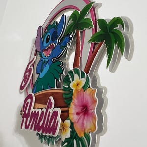 Stitch Aloha Cake Topper, Stitch Aloha Decorations, Stitch Aloha Supplies, Custom Birthday Topper image 5
