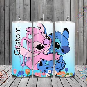 Stitch & Angel Tumbler, Stitch Tumbler 20 oz, Custom Tumbler, Birthday Tumbler, Gift Birthday, Custom Birthday