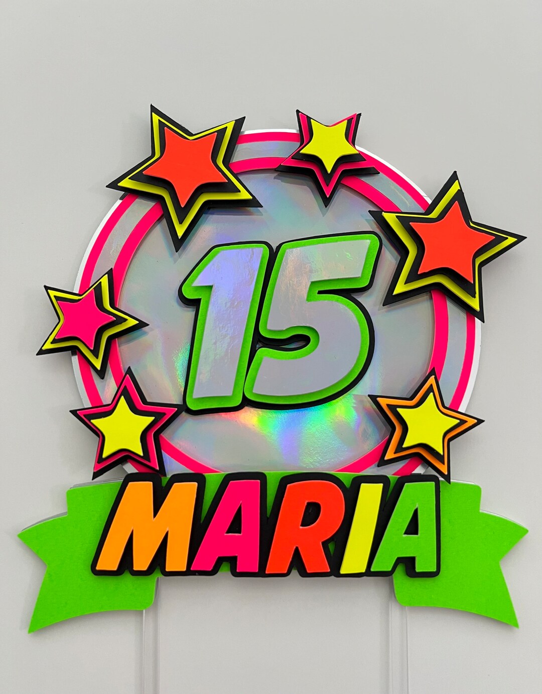 Neon Cake Topper Birthday Cake Topper Cake Topper Neon Etsy