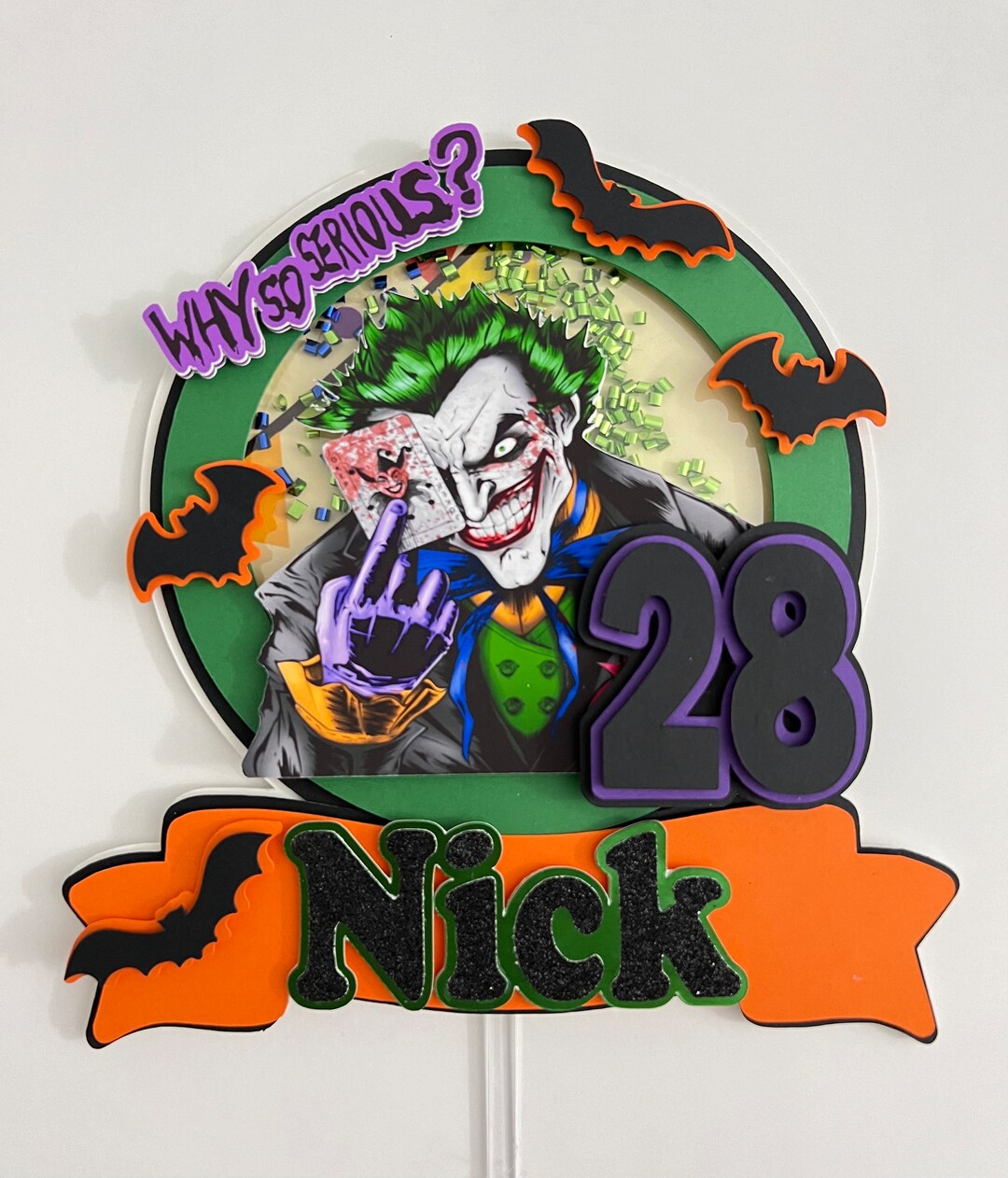 Joker Cake Topper, Birthday Cake Topper, Joker Party Supplies, Joker