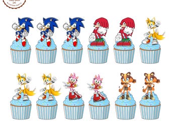 Sonic Cupcake Toppers, Sonic Cupcake, Sonic Party, Sonic Party Supplies, Sonic Birthday, Sonic Cakes Decorations, Sonic Theme
