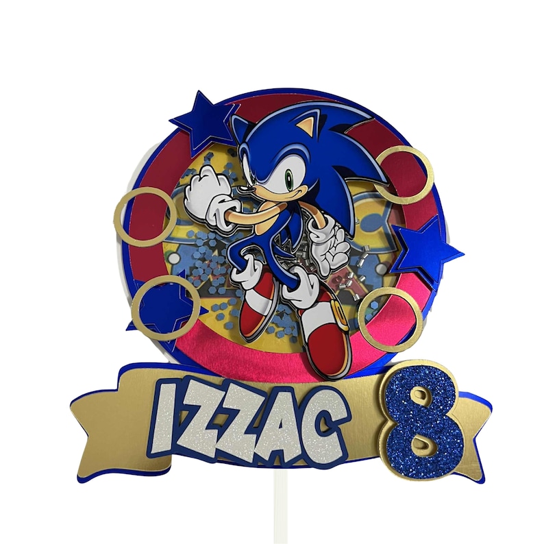 Sonic Cake Topper, Sonic Birthday, Sonic Party, Sonic Party Supplies, Sonic Theme, Sonic Decorations, Sonic Topper, Sonic Birthday Cakes Bild 1