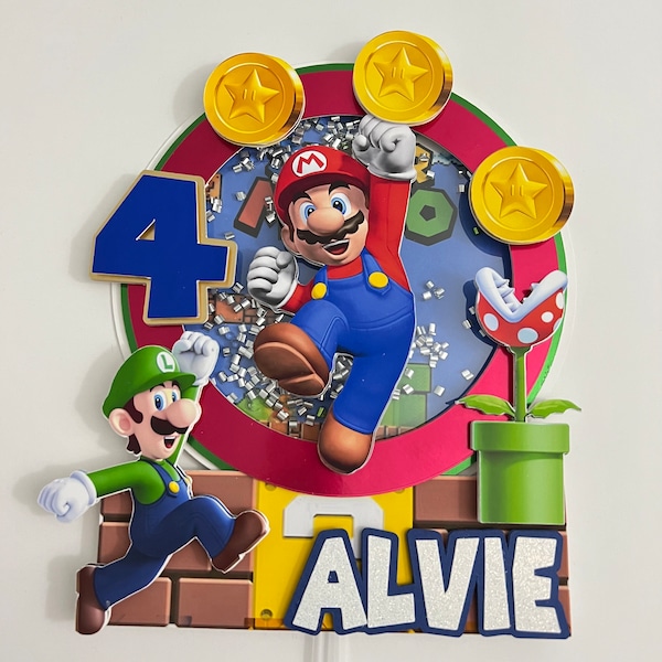 Mario Cake Topper, Mario Party, Mario Birthday Cake, Mario Party Supplies, Mario Decoration, Mario Theme, Mario Topper