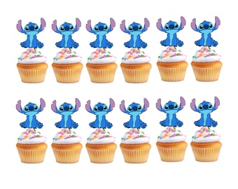 Stitch Cupcake Toppers, Cupcake Toppers, Stitch Party, Cupcakes, Stitch Cup Cakes Toppers, Birthday Cup Cakes, Stitch Cupcake Decorations