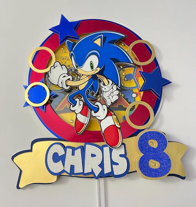 Sonic Cake Topper, Sonic Birthday, Sonic Party, Sonic Party Supplies, Sonic Theme, Sonic Decorations, Sonic Topper, Sonic Birthday Cakes Bild 4