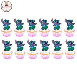 Stitch Cupcake Toppers, Lilo & Stitch Party Decorations, Stitch Birthday Supplies, Hawaiian Party Decor, Handmade Cupcake Picks