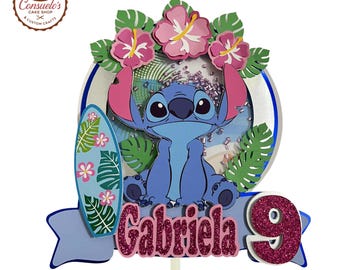 Stitch Cake Topper, Hawaiian Cake Topper, Stitch Cake Decorations, Stitch Party Supplies, Personalized Cake Topper, Kid Party Supplies