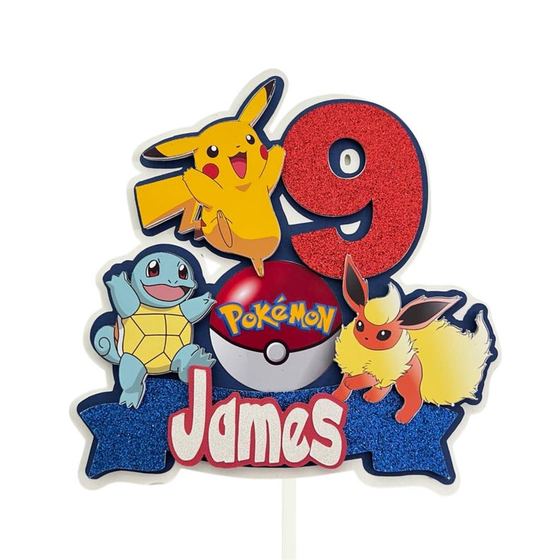 Pokémon Cake Topper, Pokémon Party, Pokémon inspired Cake Decoration, Pokémon Party Decoration, Pikachu Cake Topper, Pokémon Party Supplies Bild 2