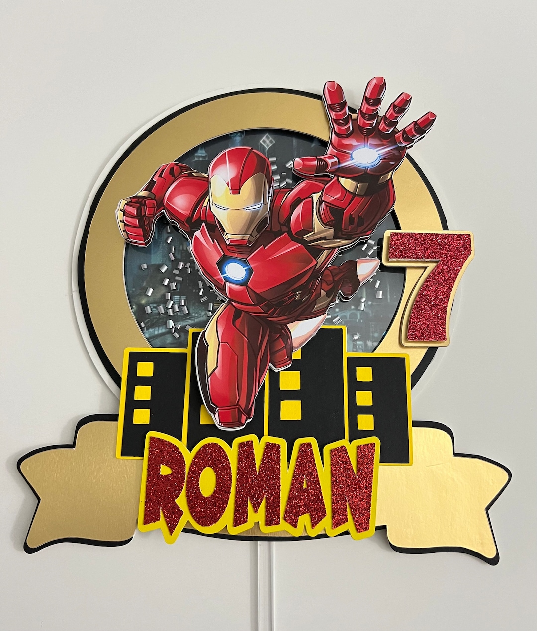 Iron Man Cake Topper, Cake Topper Gold, Iron Man Party, Iron Man