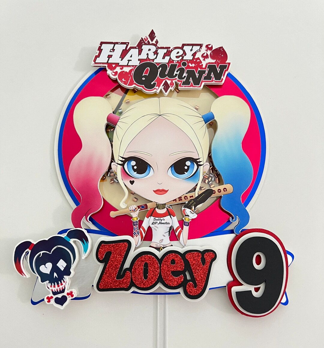 Harley Quinn Cake Topper Birthday Cake Topper Harley Quinn Etsy