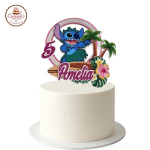 Stitch Aloha Cake Topper, Stitch Aloha Decorations, Stitch Aloha Supplies, Custom Birthday Topper image 2