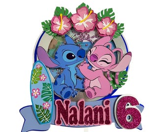Stitch and Angel Cake Topper, Stitch and Angel Birthday, Stitch and Angel Party, Angel Party, Stitch and Angel Decorations