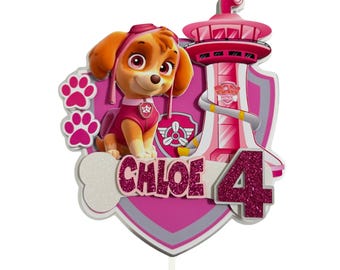 Skye Cake Topper, Skye Party Birthday, Skye Birthday, Skye Theme, Skye Decorations, Paw Cake Topper, Skye Party Supplies