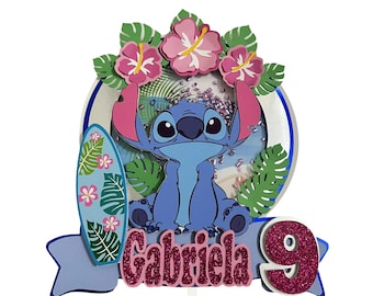 Stitch Cake Topper, Hawaiian Cake Topper, Stitch Cake Decorations, Stitch Party Supplies, Personalized Cake Topper, Kid Party Supplies