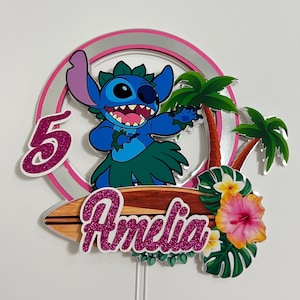 Stitch Aloha Cake Topper, Stitch Aloha Decorations, Stitch Aloha Supplies, Custom Birthday Topper image 4