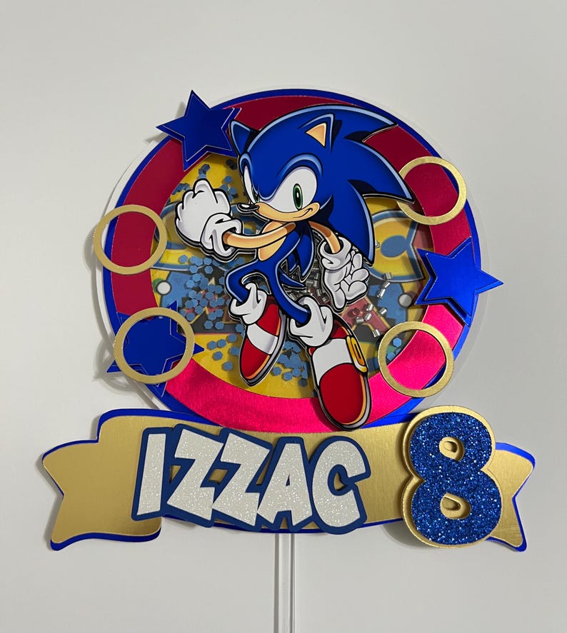 Sonic Cake Topper, Sonic Birthday, Sonic Party, Sonic Party Supplies, Sonic Theme, Sonic Decorations, Sonic Topper, Sonic Birthday Cakes Bild 3