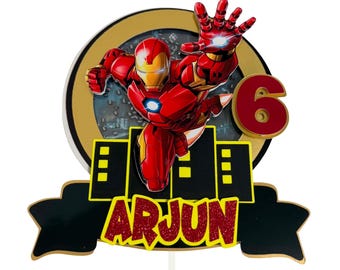Iron Man Cake Topper, Cake Topper Gold, Iron Man Party, Iron Man Birthday Topper, Iron Man Party Supplies, Ironman Decorations, Iron Man