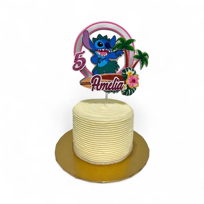 Stitch Aloha Cake Topper, Stitch Aloha Decorations, Stitch Aloha Supplies, Custom Birthday Topper image 3