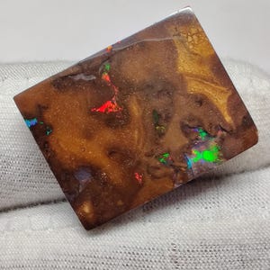 Australian Boulder Opal Cabochon, 24 Cts (22.5x17x5mm) 100% Natural Cushion Shape Multi Fire Boulder Opal Loose Gemstone for Jewellery