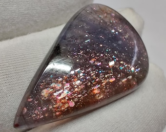 Bloodshot Iolite Sunstone Cabochon, 29.7 Cts (37x23.5x5mm) 100% Natural Multi Colors Sparkling Iolite Loose Gemstone for Pendant Jewelry