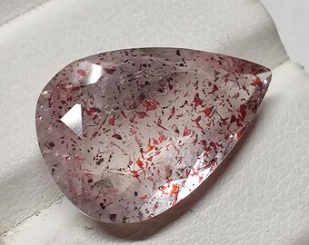 Pietra preziosa naturale Super Seven, pietra melodica del chakra a forma di pera (8,4 carati, 19x13x6 mm)