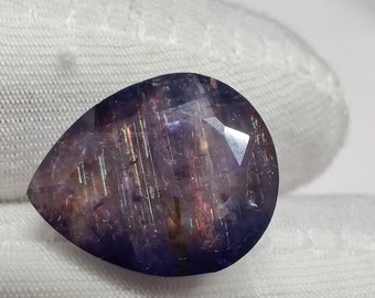 Multi Colors Sparkling Bloodshot Iolite Sunstone, 8.5 Cts (15.5x12.5x8mm) 100% Natural Multi Flakes Pear Shape Bloodshot iolite for Jewelry