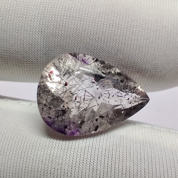Beautiful! Super Seven With Amazing Rutile Needles Crystal Stone, Cts  Pear Shape Seven Chakra Melody Stone Ring Jewelry